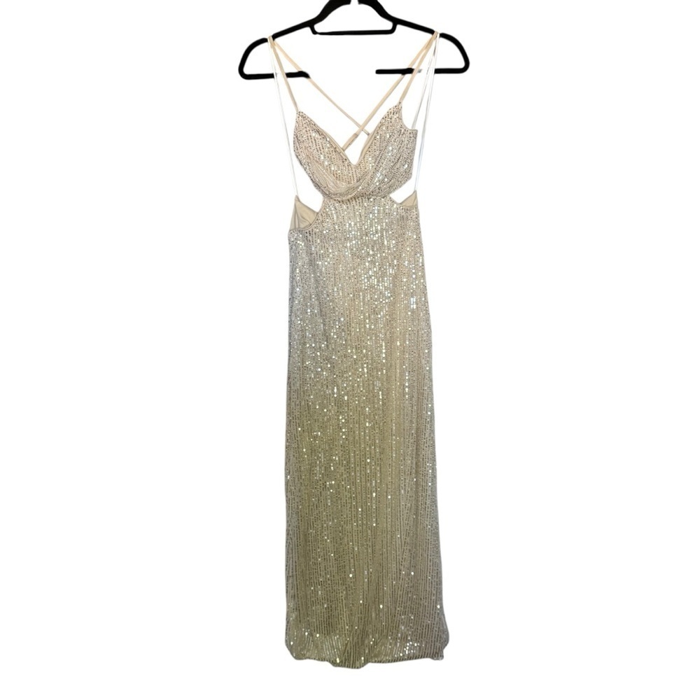 NWT Hello Molly Sparkling Moment Maxi Dress Silver - Picture 3 of 9